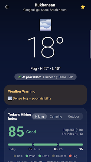 PeakForecast - Outdoor Weather Screenshot 0