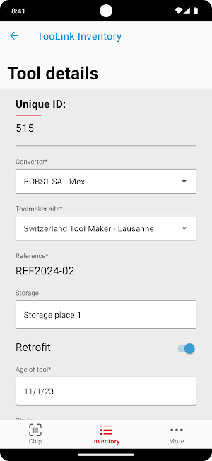 BOBST Connect TooLink Screenshot 1