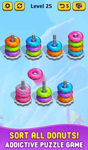 Donut Hoop Stack 3d - Color Sort Puzzle Game Screenshot 0