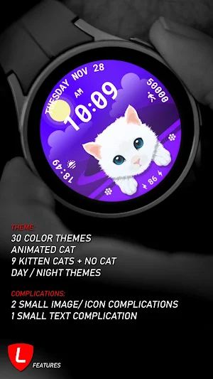 Cat Animated Watch Face 089 Screenshot 0