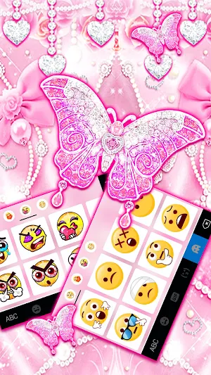 Pink Girly Butterfly Keyboard Background Screenshot 3