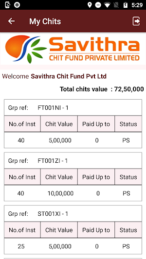 Savithra Chits Member Module Screenshot 2