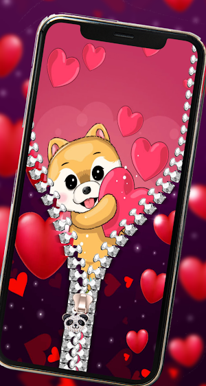 Rose Heart zipper Lock Screen Screenshot 3