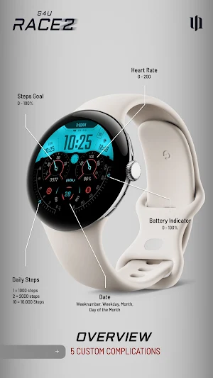 S4U Race2 - digital watch face Screenshot 2