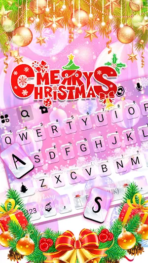 Pink Merry Christmas Keyboard Background Screenshot 2