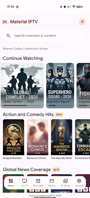 Material IPTV & Plex Player Screenshot 0