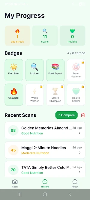 Snacker Food Ingredients Scan Screenshot 1
