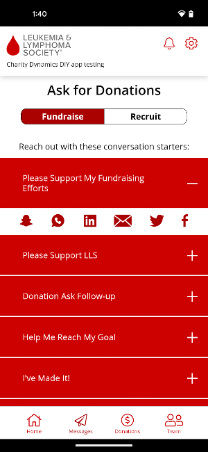 LLS FUNRaise Screenshot 2