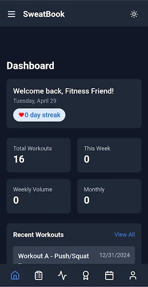 SweatBook - Workout Tracker Screenshot 0