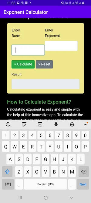 Exponent Calculator Screenshot 3