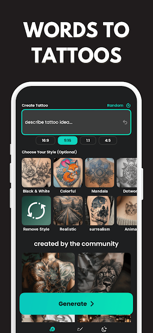 INK: AI Tattoo Generator & Art Screenshot 2