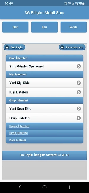 3G Bilişim Mobil Sms Screenshot 0