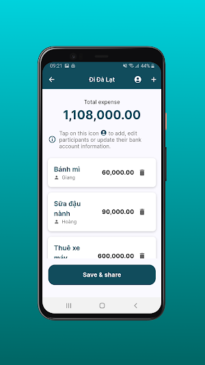 Bill Share for trips & events Screenshot 1