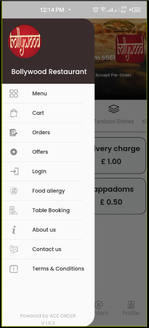 Bollywood Restaurant Screenshot 1