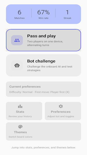 Minimal Tic Tac Toe Screenshot 1