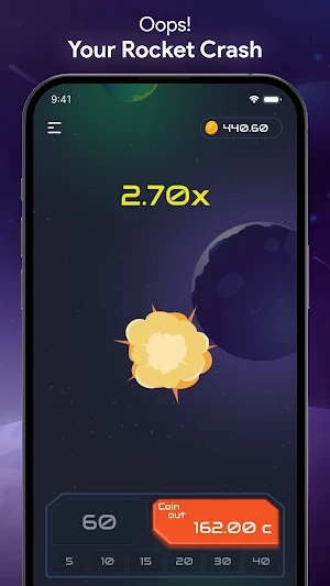 Fly Rocket Game: Crash & Win Screenshot 2
