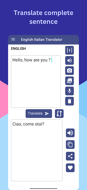 English to Italian Translator Screenshot 1