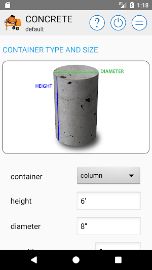 Concrete Calculator Screenshot 2