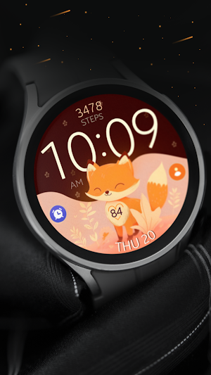 Cute Fox digital watch face Screenshot 3