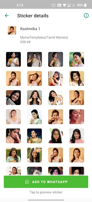 Rashmika Stickers | WAStickerApps Screenshot 3