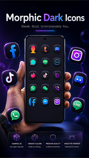 Morphic Dark: 3D Icon Pack Screenshot 1