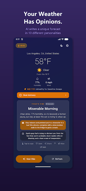 Vibe Weather: AI Forecasts Screenshot 0