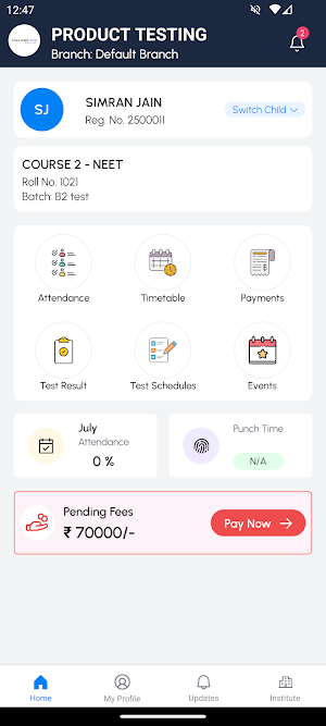 Product Testing Screenshot 1