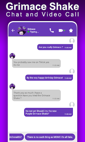 Evil Grimace Shake Video Call Screenshot 0