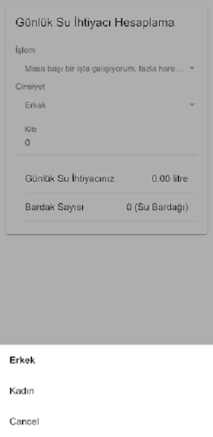 Günlük Su İhtiyacı Hesaplama Screenshot 1