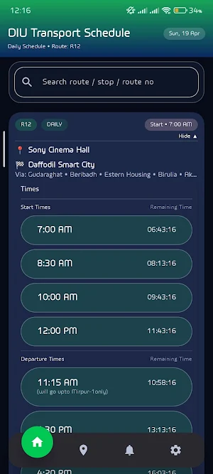 DIU Transport Schedule Screenshot 1