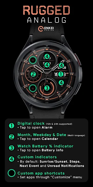 Rugged Analog - watch face Screenshot 3