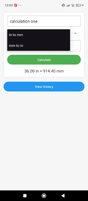Inches to mm converter Screenshot 1