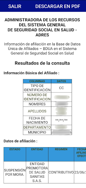 Sisben y EPS Screenshot 2