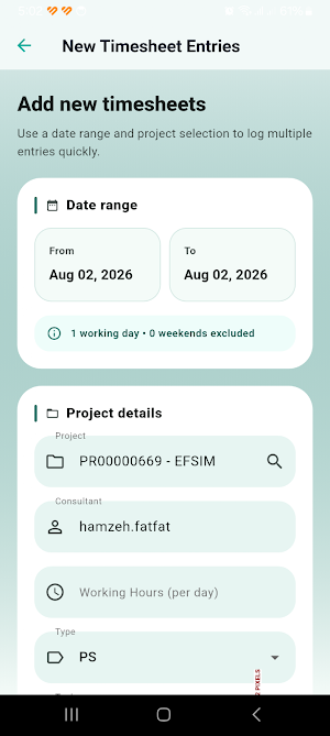 ESS Timesheet Screenshot 3