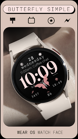 Butterfly simple watch face Screenshot 1