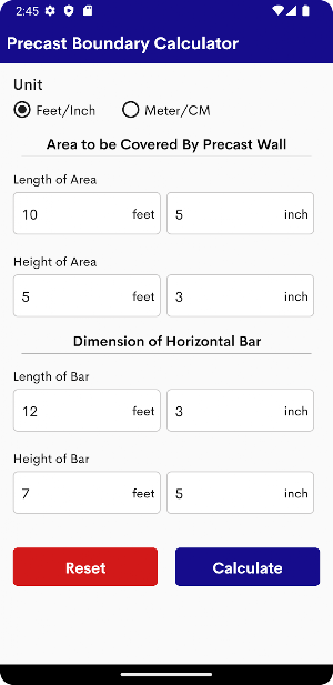 Precast Boundary Calculator Screenshot 2