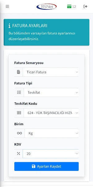 RSNet E-Fatura Screenshot 2