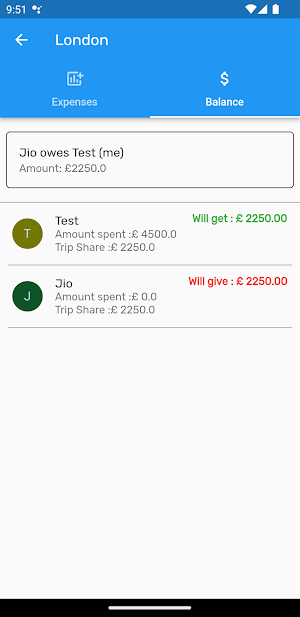 Split Trip Bills Screenshot 2