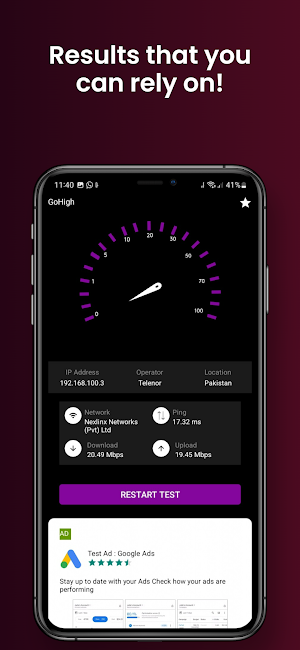 GoHigh: Internet Speed Test Screenshot 2