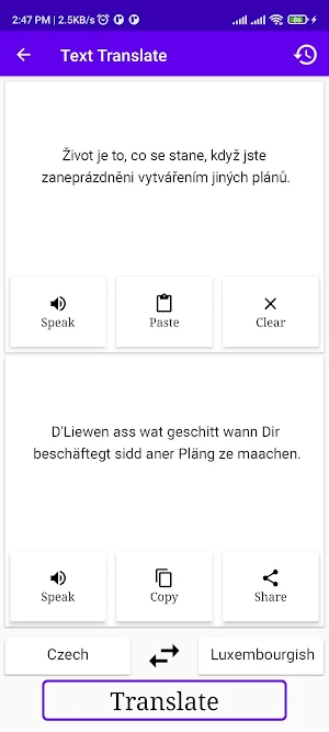 Czech Luxembourgish Translator Screenshot 1