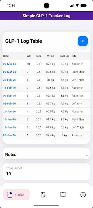 Simple GLP-1 Tracker Log Screenshot 0