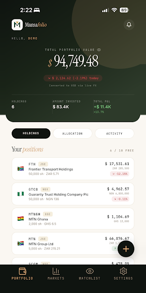Mansafolio: Stocks & Portfolio Screenshot 3