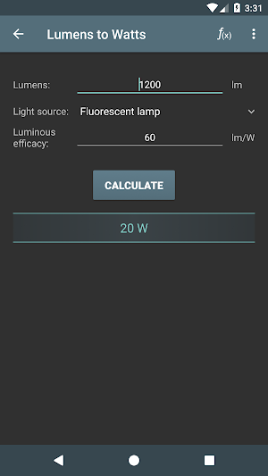 Lighting Calculations Screenshot 2