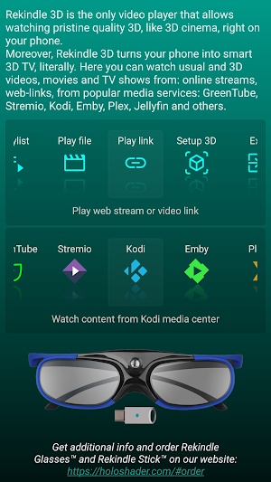 Rekindle 3D video player Screenshot 0