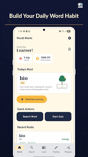 Vocab Roots: Word Learning Screenshot 1