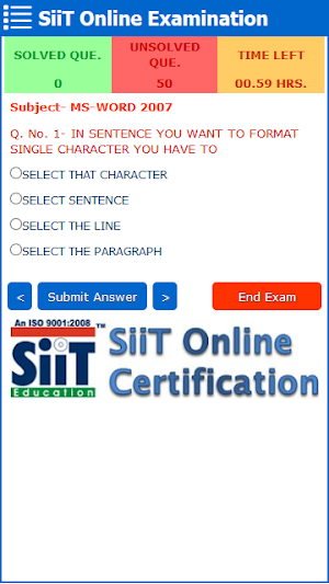 SiiT Exam Screenshot 2