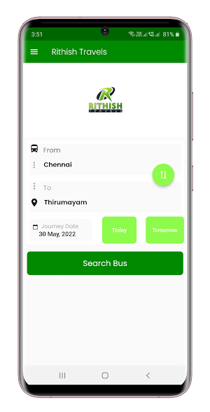 Rithish Travels - Bus Booking Screenshot 0