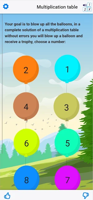 multiplication table balloons Screenshot 0