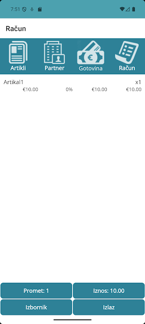 Fiskalna kasa Filip inf. Screenshot 1