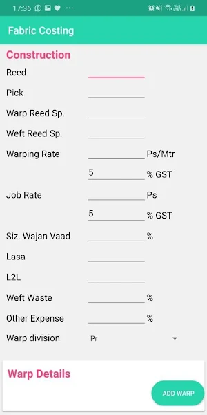 Fabric Costing Screenshot 0